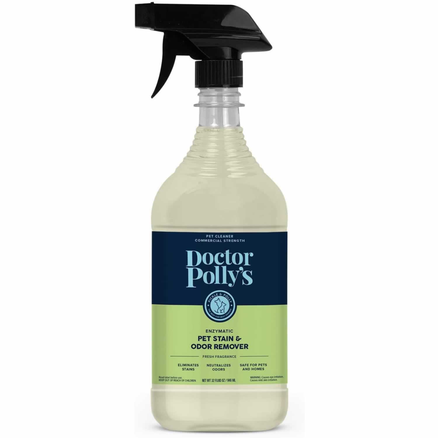 A bottle of Dr. Polly's Stain & Odor Remover (32oz).