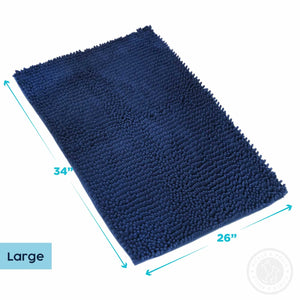 A Pickle & Polly Microfiber Pet Mat (Medium) unrolled. The dimensions are 26 inches by 34 inches.