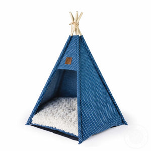 A Pickle & Polly Pet Teepee Bed (Blue).