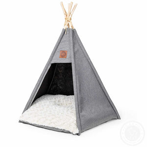 A Pickle & Polly Pet Teepee Bed (Gray).
